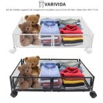 Set de 2 botes supports de rangement  roulettes sous le lit en fer - varivida - noir + blanc - 60 x ...