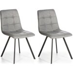 Set de 2 chaises salle  manger mila tapisses grises claires certifies par la sgs 58 cm (largeur) x ...