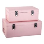 Malles rectangulaires - paris prix - cantine - lot de 2 - mtal - rose