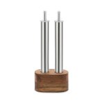 Set 2 pi�ces huile et vinaigre inox avec socle en bois - ipac