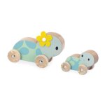 Set de 2 tortues en bois - jouet d�veil � rouler - jouet �ducatif - d�s 1 an