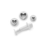Set 3 emporte pieces avec poussoir coeur