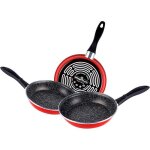 Set 3 poles  frire 20 - 24 - 28cm induction pierre non adhrente sans pfoa magefesa k2 rojo rouge 53549 ...