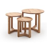 Set de 3 tables basses en bois de chne massif huil