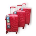 Set de 3 valises - gerard pasquier - abs - rouge - coque rigide - trolley inclus