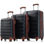 Set de valises rigide abs - oem - 3 tailles - 4 roues silencieuses - noir marron - protection durable ...