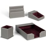 Set de 4 accessoires bureau en simili cuir