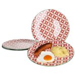 Assiettes plates - ritzenhoff & breker - makina - set de 4 pices - porcelaine - vintage rouge et blanc ...