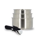 Set 3 casseroles iris en acier inoxydable + poignee induction 16 / 18 et 20cm