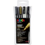 Marqueurs - posca - pc3m - pointe conique fine - noir blanc argent or