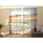 Set de 4 panneaux japonais lever du soleil sur locéan 60x225 cm Set de 4 panneaux japonais lever du soleil sur locéan 60x225 cm