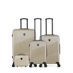 Set de 4 valises - gentleman farmer - peter - c - beige - coque rigide - 4 roues multidirectionnelles ...