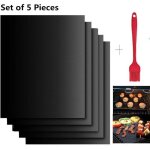 Tapis de cuisson - bbq - set de 5 - 40cm x 33cm - anti - adhrent - rutilisable