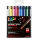 Set de 8 marqueurs - posca - pc1mr - pointe extra - fine - indlbile - couleurs basiques