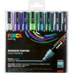 Marqueurs - posca - pc5m - pointe conique moyenne - set de 8 - couleurs assorties