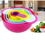 Set de 9 saladiers empilables? passoires chinois et doseurs - multicolore