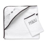 Set de bain chat grise pour b�b� - formula baby - 100% coton - dimensions 75x75cm et 15x20cm