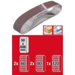 Set de bandes � poncer - einhell - 50 x 686 mm - 5 pi�ces - pour bois et m�tal - k60 k80 k120