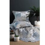 Set boutis et taies - lovely casa - taupe - 260 x 240 cm - motif fleuri - lavable en machine