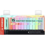 Surligneur - boss original - set de 15 - couleurs pastel - pointe biseaut�e - encre r�sistante � la lumi�re ...