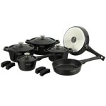 Set de casseroles - generic - 14 pi�ces - noir - rev�tement en marbre - compatible induction