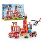 Set de construction - zuru - fire station large (976 pi�ces) - cr�e une caserne de pompiers avec v�hicules ...