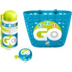 Set corbeille + bidon + sonnette bleu stamp - skids control