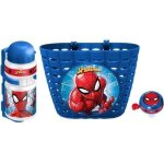 Set corbeille + bidon + sonnette spider - man - pour enfant  partir de 3 ans - couleur bleu et rouge ...