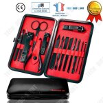 Set de coupe manucure - td - ensemble de 15 pices - acier inoxydable - noir - mixte