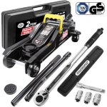 Set cric hydraulique et cl� dynamom�trique 2 tonnes voiture lev�e 85 - 330 mm 1 / 2 40 - 210nm valise ...