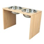 Set de deux gamelles pour chien - jeobest - inox et bambou - taille moyenne - int�rieur