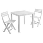 Set de jardin 3 pi�ces table blanche + 2 chaises pliantes de jardin