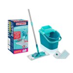 Set de nettoyage sol leifheit powerclean 55516 balai serpillre seau essoreur de 6 l 2x housse micro ...