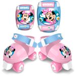 Set patins � roulettes et protections - minnie - mn432035 - avec coudi�res et genouill�res - rose