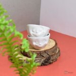 Set de petits bols - tassen - r�veur et heureux - porcelaine blanche - rond - compatible lave - vaisselle ...