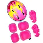 Set de protection roller pour enfants casque de vélo réglable genouillères coudières - rose Set de protection roller pour enfants casque de vélo réglable genouillères coudières - rose