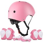 Sets de protection vélo enfant - rose - réglable - casque genouillères coudières repose - poignets Sets de protection vélo enfant - rose - réglable - casque genouillères coudières repose - poignets