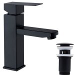 Set robinet salle de bain noir et bonde pop - up avec / sans trop - plein automatique