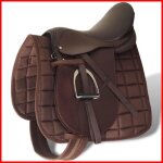 Set de selle quitation 5 en 1 - vgeby - 175 - cuir vritable - couleur brun - confort optimal