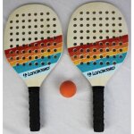 Set de tennis 2 raquettes bois et 1 balle - sport and fun - beach - enfant - multicolore Set de tennis 2 raquettes bois et 1 balle - sport and fun - beach - enfant - multicolore