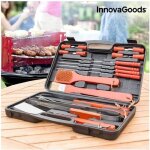 Ustensiles de barbecue - innovagoods - set 18 pi�ces - mallette pratique - acier inoxydable - bois