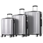Set de valise - oem - rigide en abs - 4 roulettes - serrure tsa - gris
