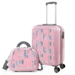 Set valise rigide lot de valises soute avion 4 roulettes 703550b pink - plumes