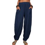 Sfit pantalon lin large femme coton grande taille fluide dcontract pantalon sarouel lger avec poches ...