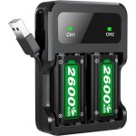 Sganoons - batteries manette avec station de chargeur usb - rechargeable 2 x 2600 mah - pour xbox one ...