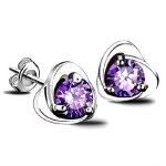 Sharphy boucles doreilles femme fille 925 argent c?ur violet bijoux cadeau de anniversaire et no�l pour ...