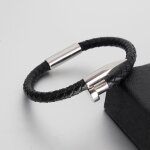 Sharphy bracelet homme clous bracelet en cuir pendentif en acier inoxydable noir mode personnalis� qualit� ...