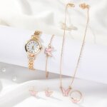 Sharphy coffret montre femme + bracelet + collier + boucles doreilles + bagues - bijoux papillon rose ...