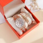 Sharphy coffret montre femme + bracelets ? diamant luxe or rose chronographes bracelet en acier cadeaux ...