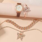 Sharphy coffret montre femme + colliers + bracelets ? or rose mode diamant papillon luxe cadeaux de la ...